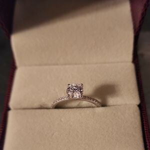 Radiant Silver Crystal Ring Moissanite New